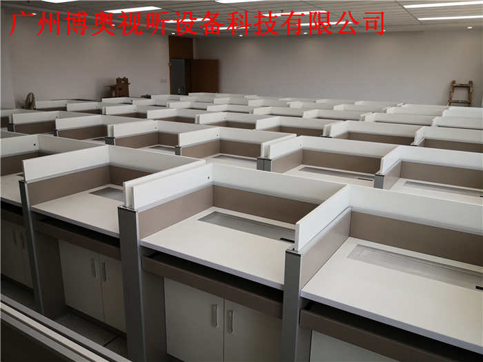 博奥多媒体语音室升降卡座双人位电动屏风升降电脑桌