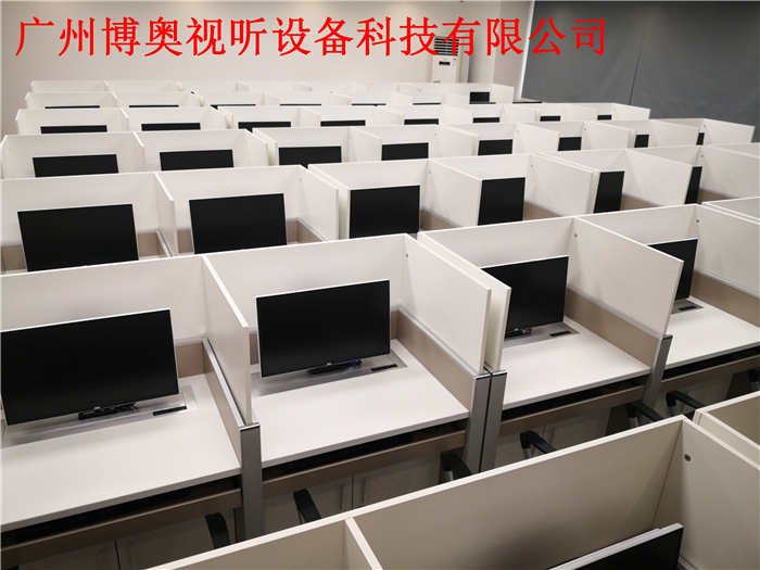 博奥屏风升降电脑桌可隐藏显示器屏风同步升降