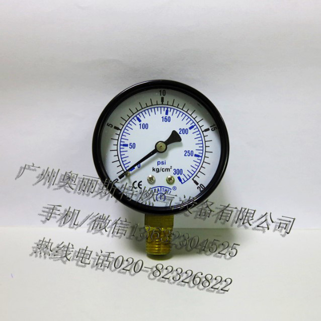 雅德YEATHEI压力表双量程0-300PSI、0-20KG/cm2
