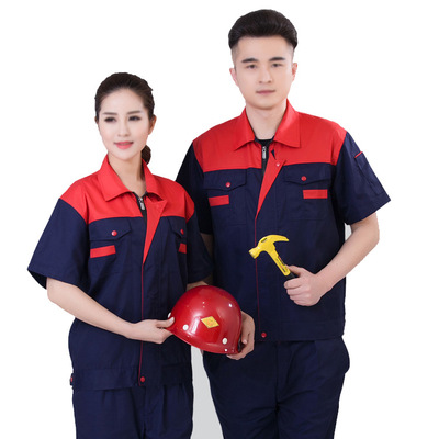 夏季工作服套装短袖男女劳保服定制工作服耐磨车间工作服