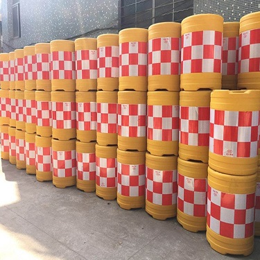 圆柱加厚防撞桶塑料水马注水码800反光型吹滚塑桶盖600沙筒反光膜