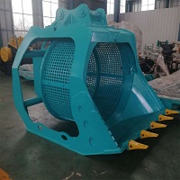 挖掘机前端属具液压筛分笼河卵石筛分斗水陆两用洗沙笼