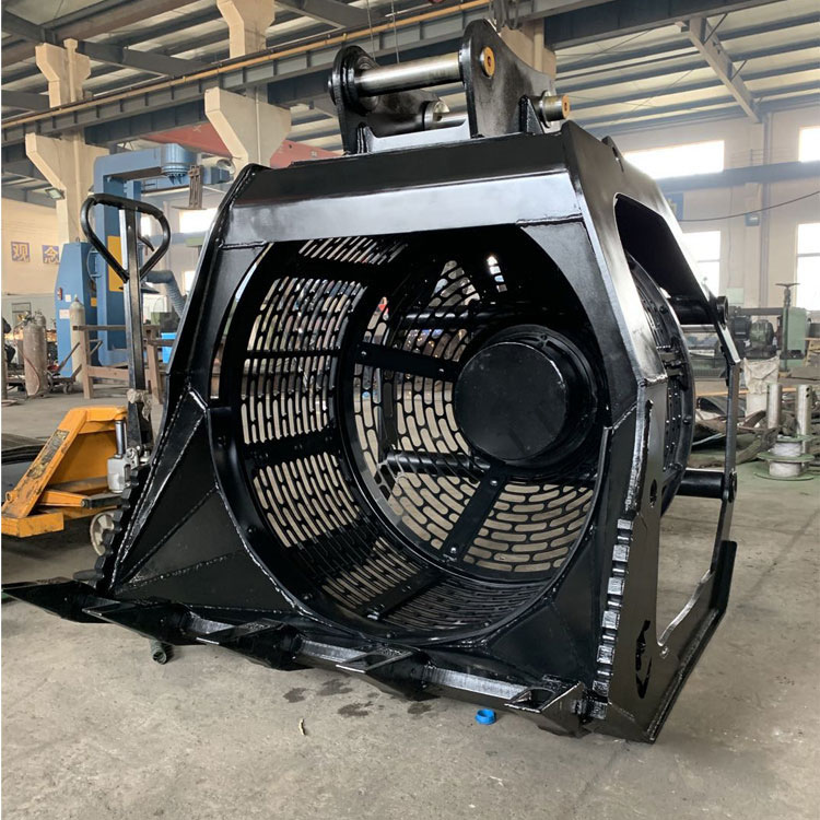 高频旋转滚筒筛矿山沙土分离筛分斗河道清理挖掘机滚筒筛