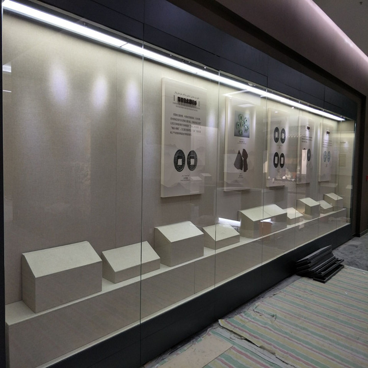 博物馆展示柜古董字画展柜文物瓷器沿墙柜电动平移展柜-隆城博具
