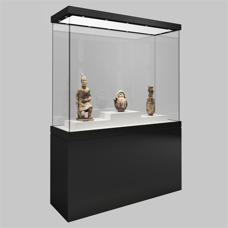 定制博物馆展示柜艺术品展览柜雕像玻璃展柜文物古董柜-隆城博具