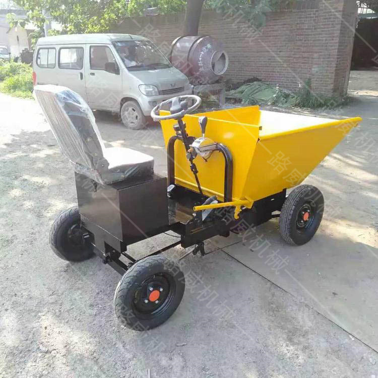 电动四轮水泥砂浆运输车 农用电动灰斗车 轻便式四轮座驾式电动翻斗车