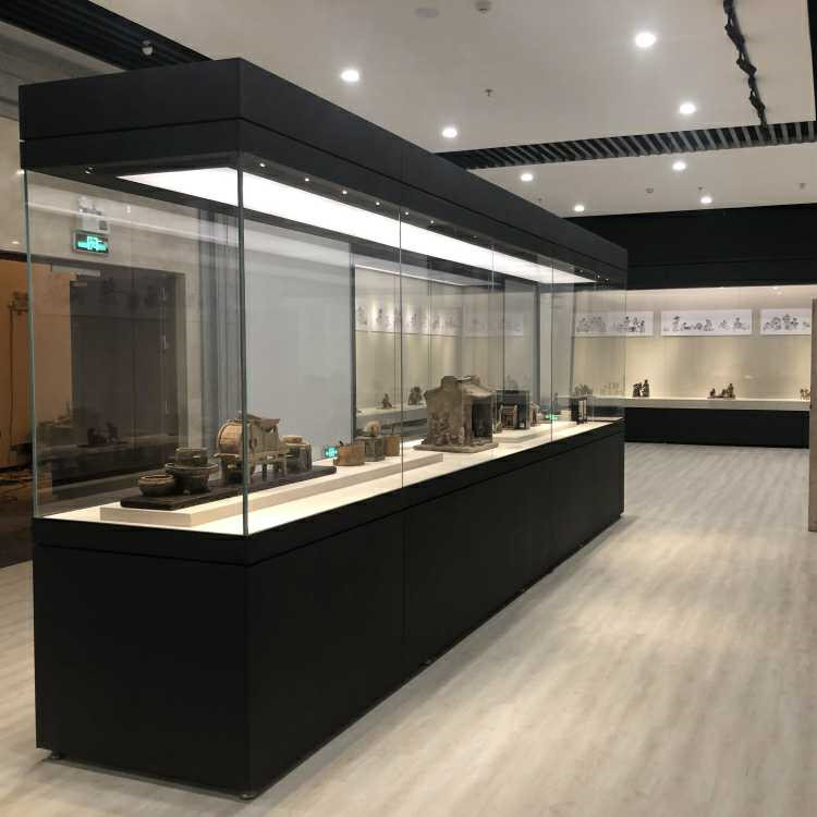 博物馆展柜低反玻璃透明艺术品展柜冷轧钢板独立高柜-隆城博具