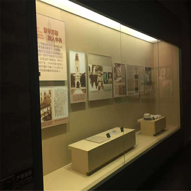 冷轧钢博物馆展柜艺术品古董字画沿墙低反玻璃-隆城博具
