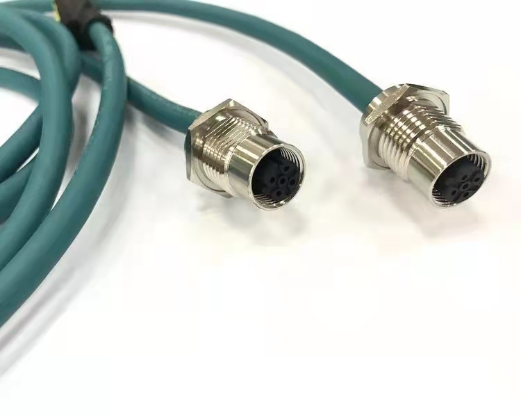 profinet协议连接器M12 4芯D型插头D编码转RJ45连接线