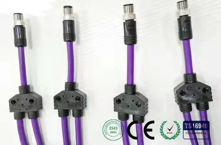 科迎法M12-T型Y型一分二预制三通连接器