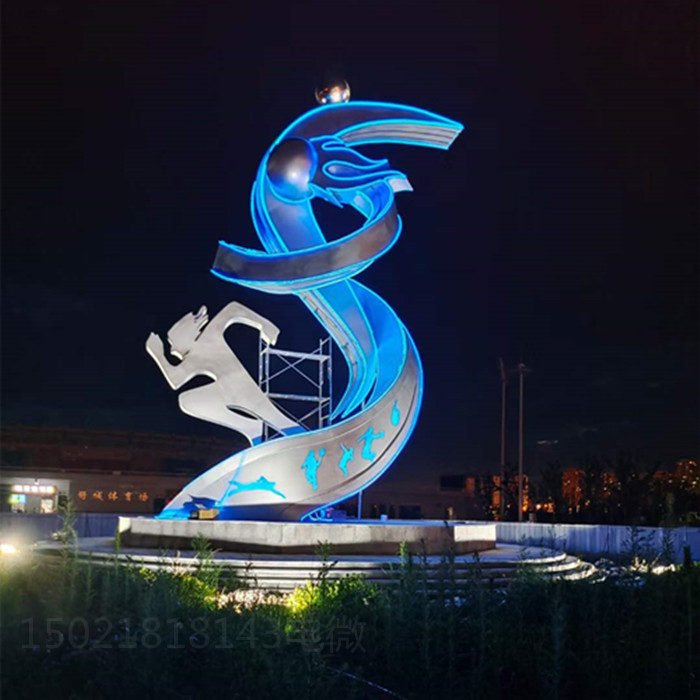 邵阳城建大型运动人物雕塑 不锈钢彩色灯光雕塑工艺