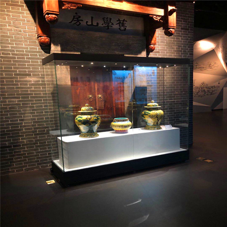 博物馆陈列柜古董文物展示柜古玩展示独立柜钢制烤漆玻璃展柜
