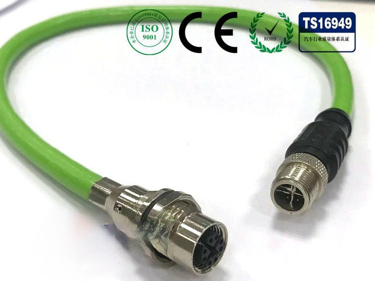 m12 x code 8 芯连接器|带CAT6网线|工业相机线束