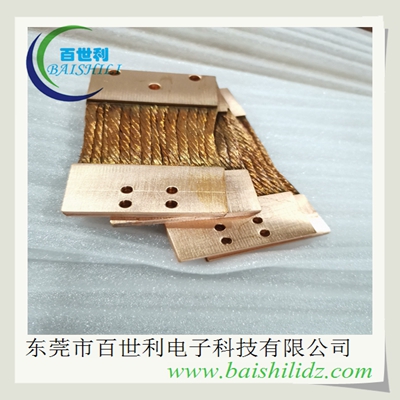 防雷接地裸铜绞线熔压软连接，铜皮焊接铜绞线软连接