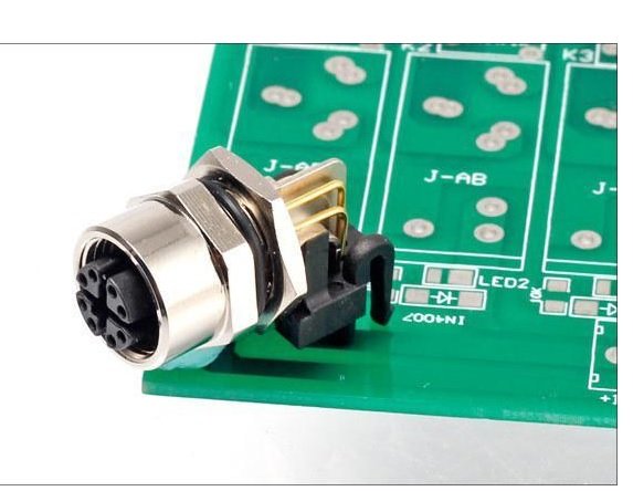M12*1孔型弯角插座PCB电路板焊接封装