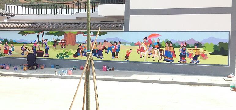 乐山新农村墙体彩绘协助乐山墙面喷绘绘出新画卷