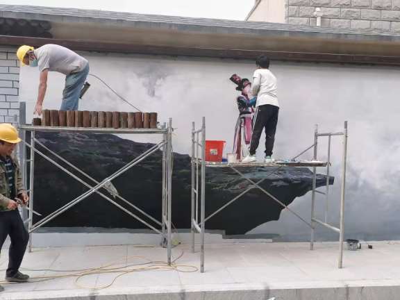昆明涂鸦墙画昆明苗族墙体彩绘“萌”你一脸